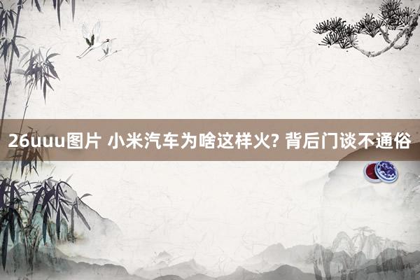26uuu图片 小米汽车为啥这样火? 背后门谈不通俗